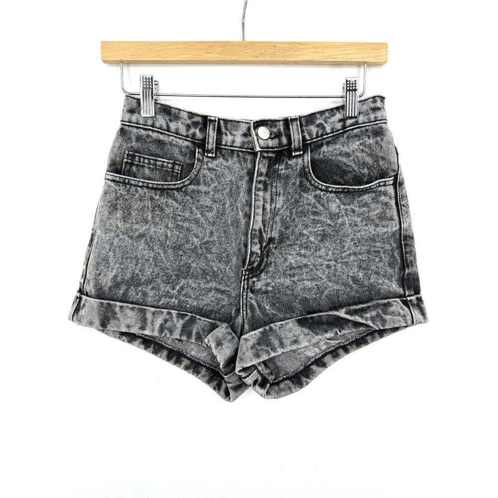 American Apparel 90's High Waisted Y2K Denim Shorts Womens Sz 26 Acid Wash